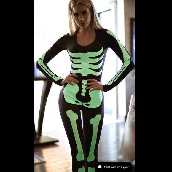 Spandex glow in the dark catsuit skeleton costume - Picture 3 of 5